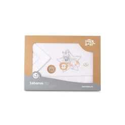 Triptico Sábanas cuna de 120*60 Animalitos Bco/Gri