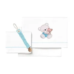 Triptico Sábanas cuna de 120*60 Osito Bco/Az