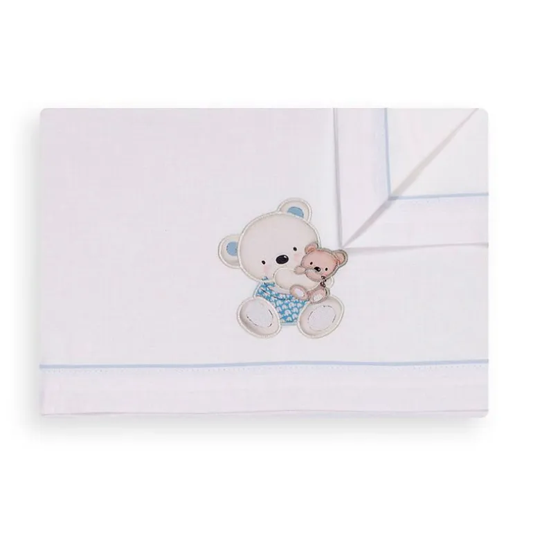 Triptico Sábanas cuna de 120*60 Osito Bco/Az