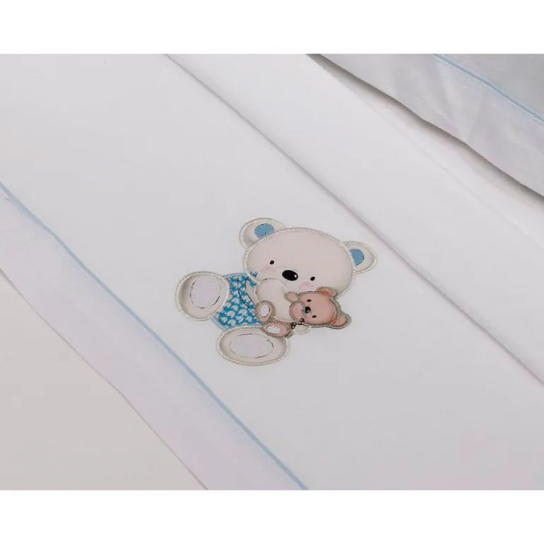 Triptico Sábanas cuna de 120*60 Osito Bco/Az