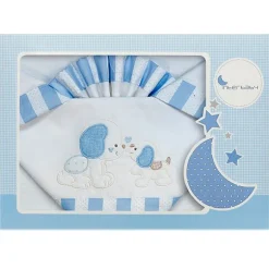 Triptico Sábanas para cuna de 120*60 Perrito Azul