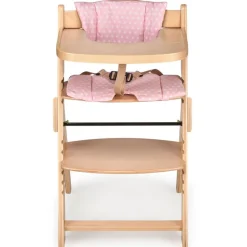 Trona madera plegable con cojín Full Rosa