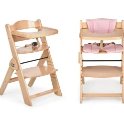 Trona madera plegable con cojín Full Rosa