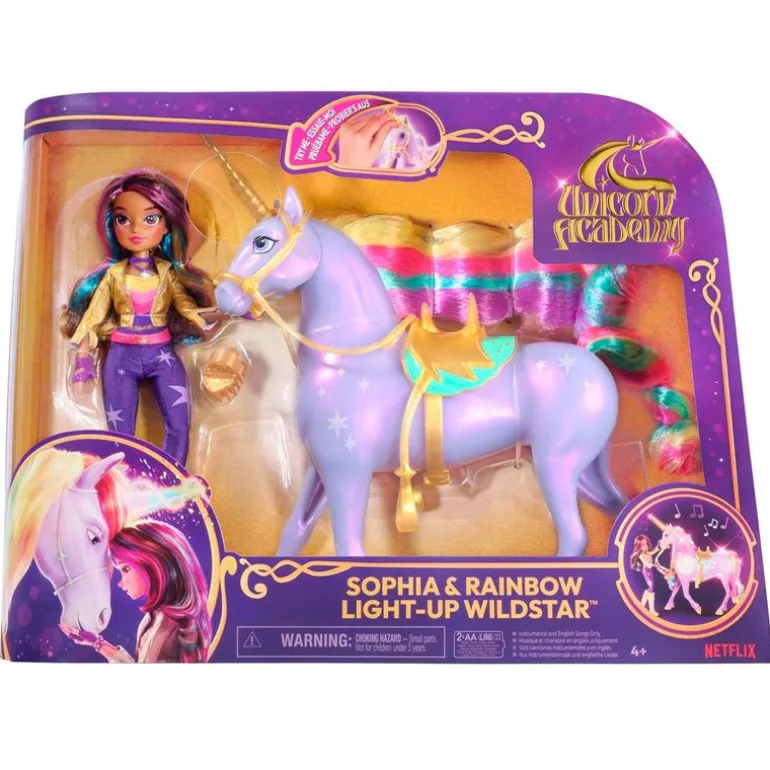 Unicorn Academy Muñeca Sophia y Rainbow con Luz y Sonidos