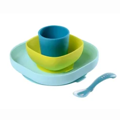 Vajilla 4 pzas Silicona Celeste